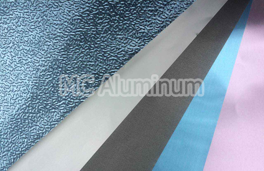 Coated embossed aluminum foil